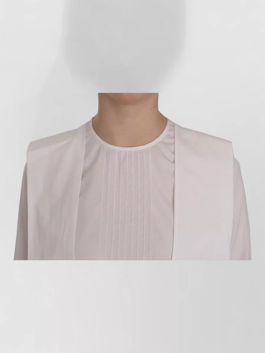 Dsquared2 Cotton Pleated Long-Sleeve Crew-Neck Blouse