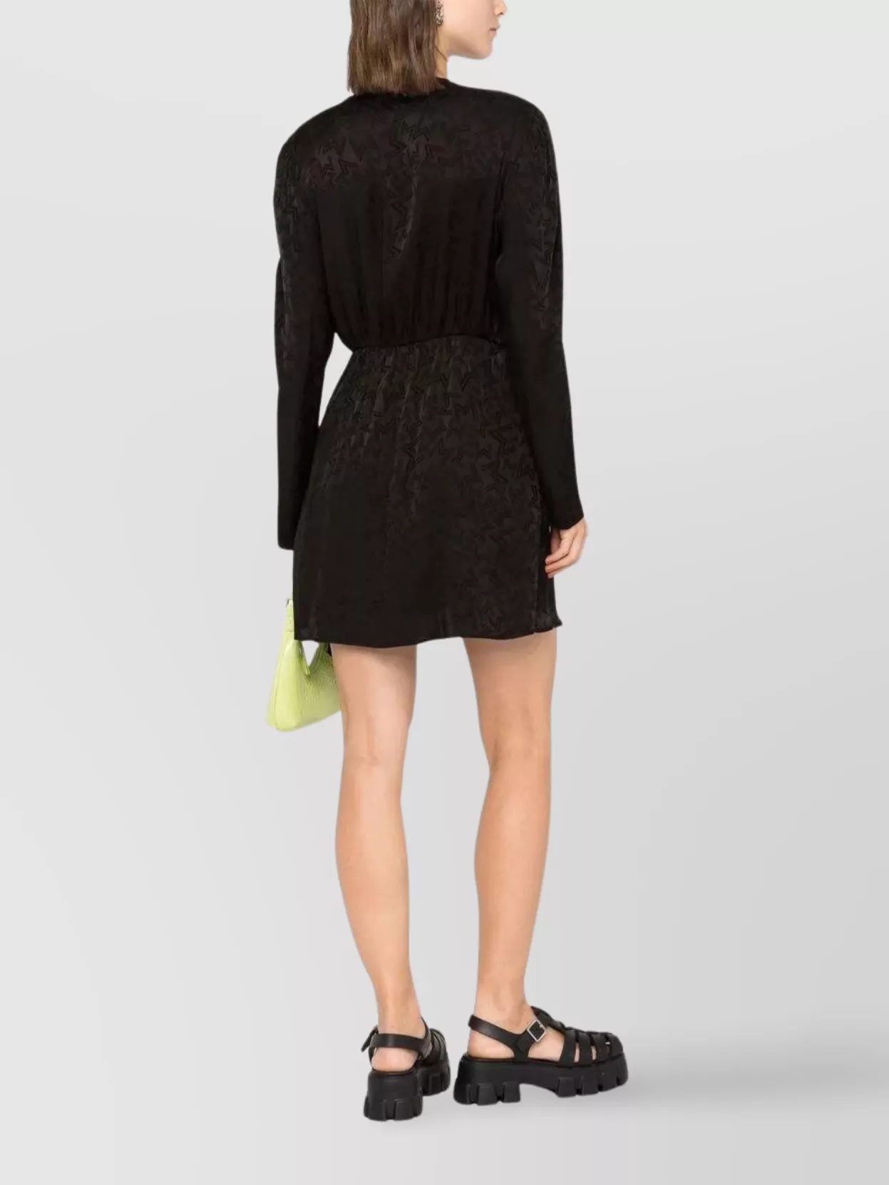 Msgm Monogram Print Wrap Design Asymmetric Hem Dress In Black