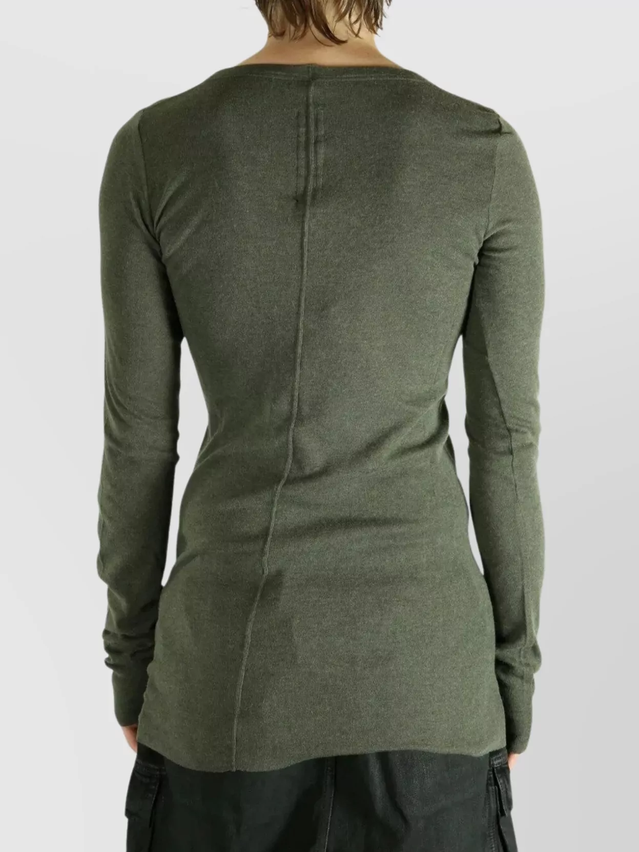 Rick Owens Long Sleeve Ribbed Knit Crew Neck Sweater