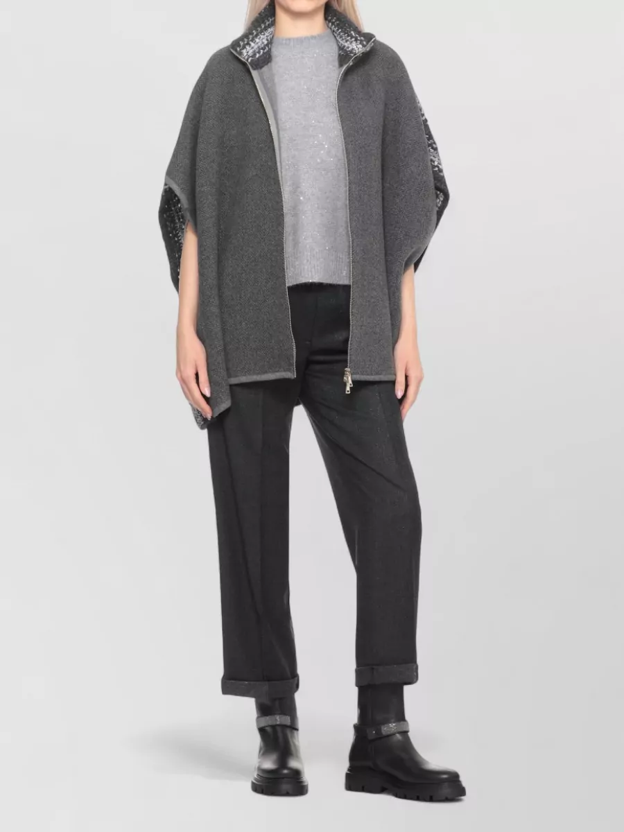 Fabiana Filippi Women's Wool Cape Featuring Contrast Trim