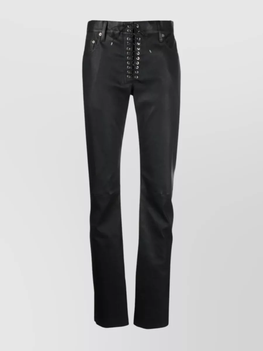 Shop Ludovic De Saint Sernin Embellished Leather Lace-up Trousers In Black