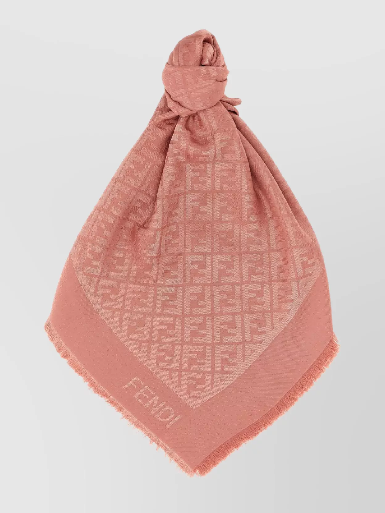 Fendi Ff Shawl Fringed Edges In Neutral