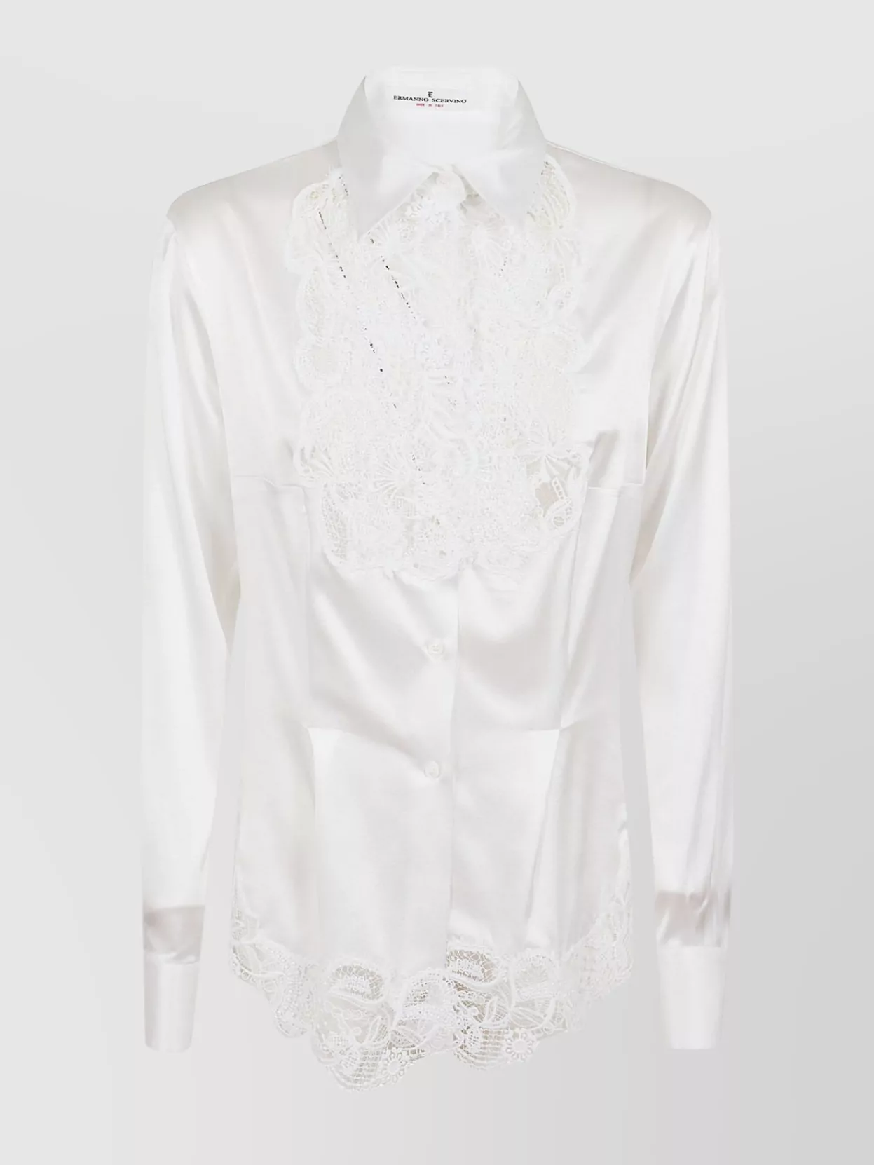 Shop Ermanno Scervino Shirt With Long Sleeves And Lace Detailing