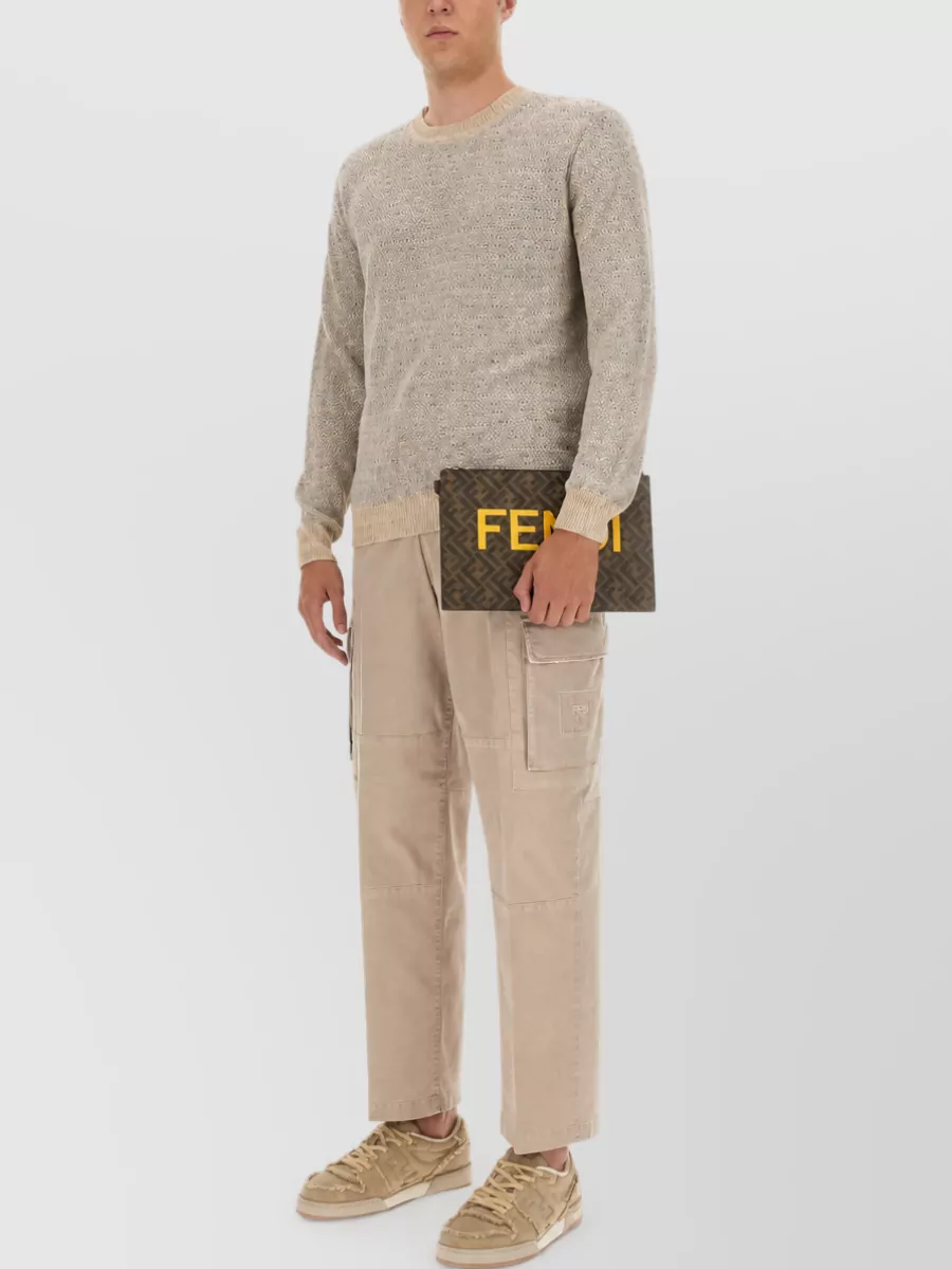 Fendi Cotton Gabardine Loose Fit Trousers