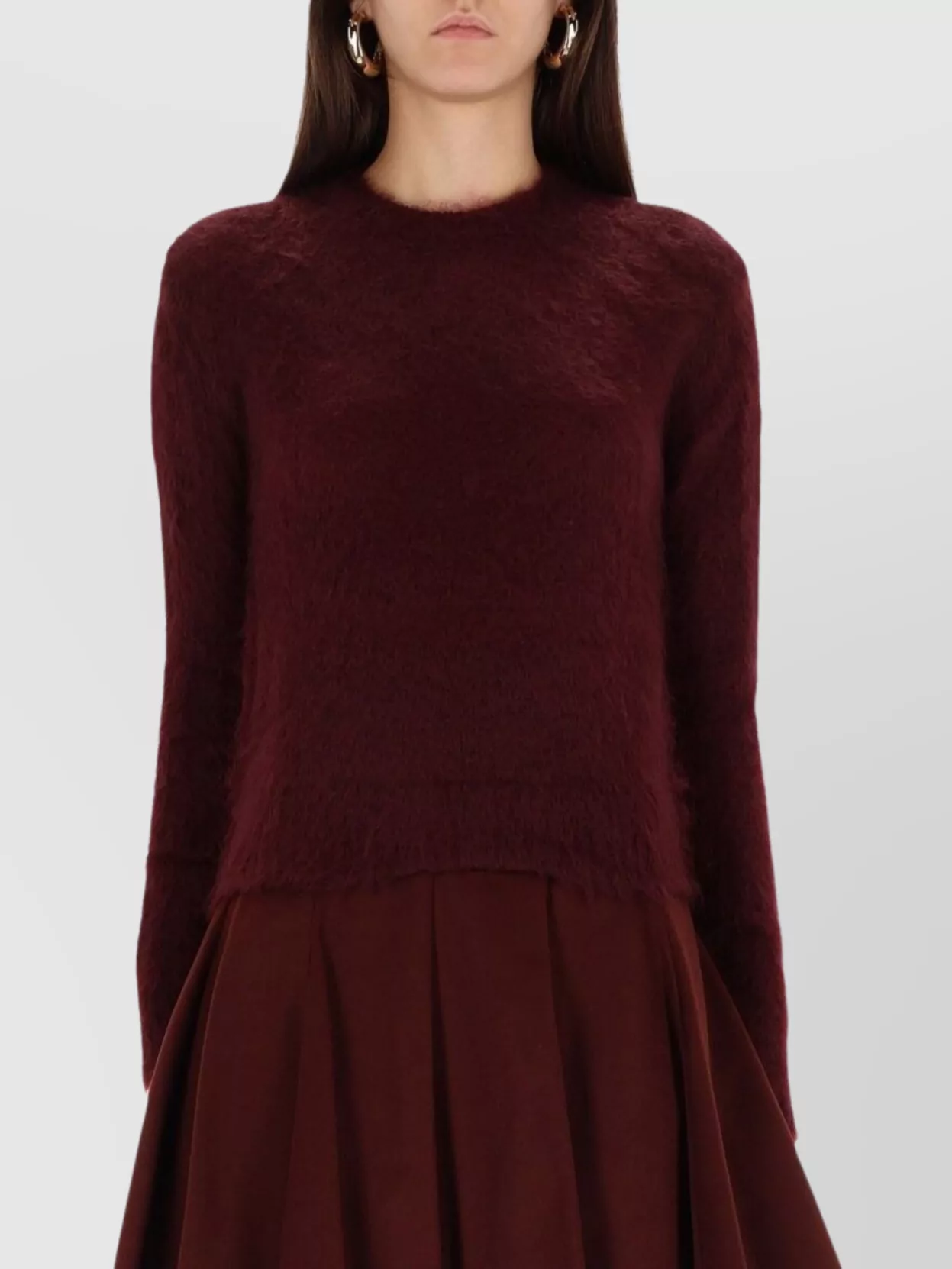 Max Mara Textured Knitwear Long Sleeve Round Neck Top In Purple