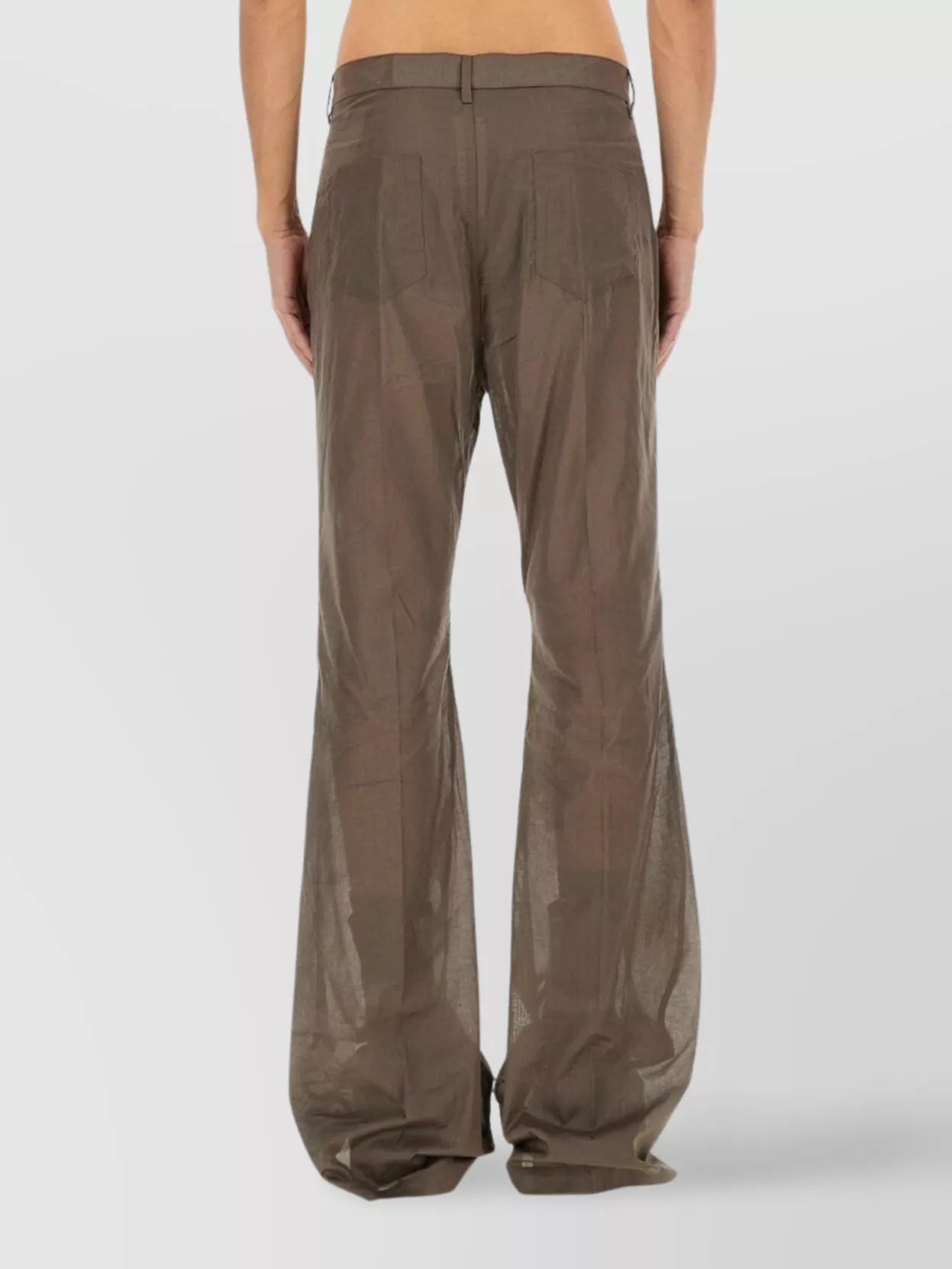 Rick Owens Flared Denim Trousers Sheer Fabric