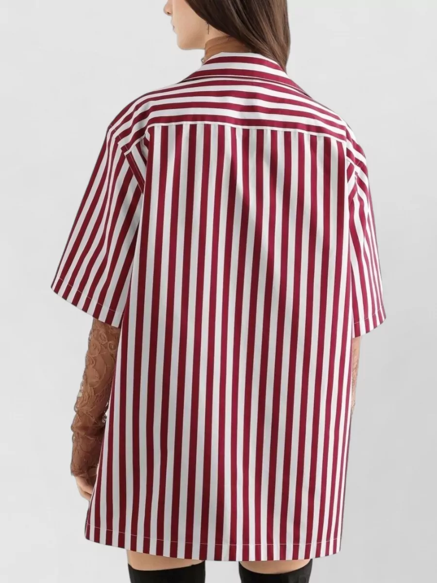 Dolce&Gabbana Cotton Silk Striped Oversized Short-Sleeve Shirt