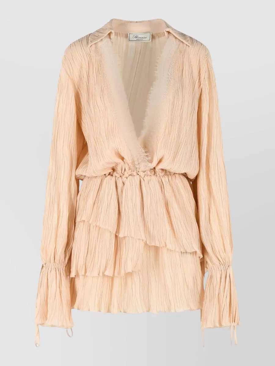 Blumarine Amberlight Viscose Dress Long Sleeves Tiers