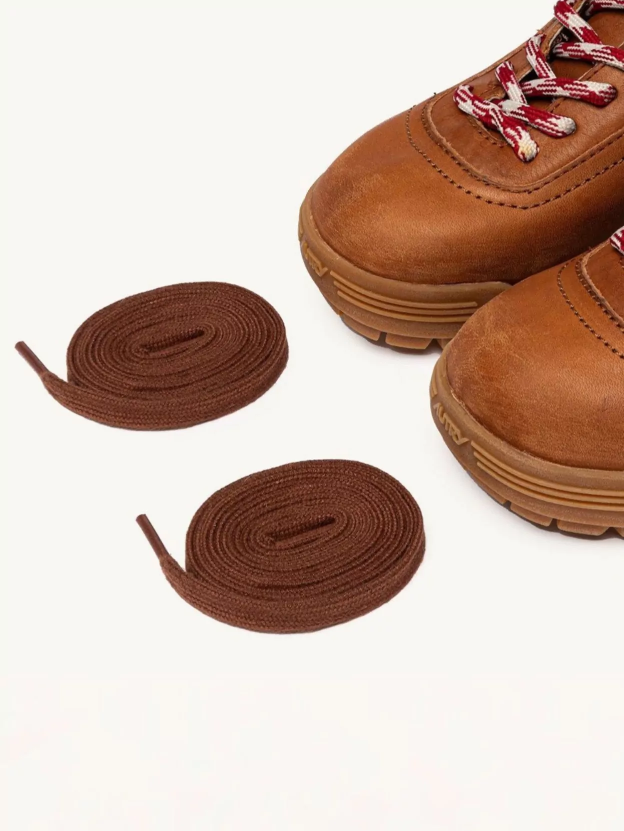 Autry Malga Hiking Boots Natural Leather Grey Fabric