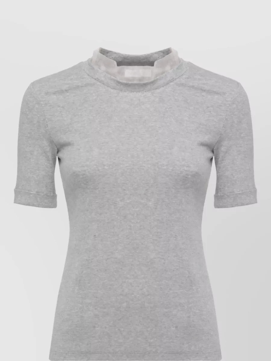 Panicale Silk trim short-sleeve cotton t-shirt