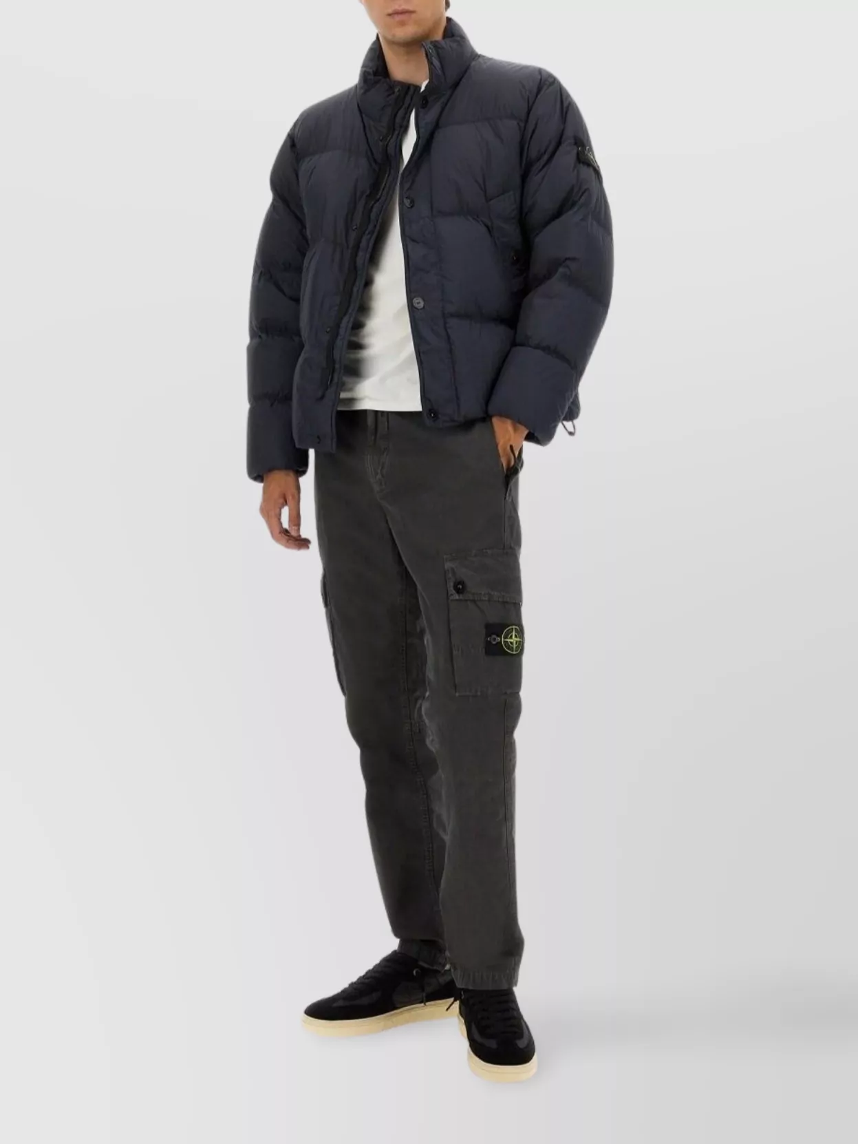 Stone Island Puffer High Collar Quilted Side Pockets Jacket