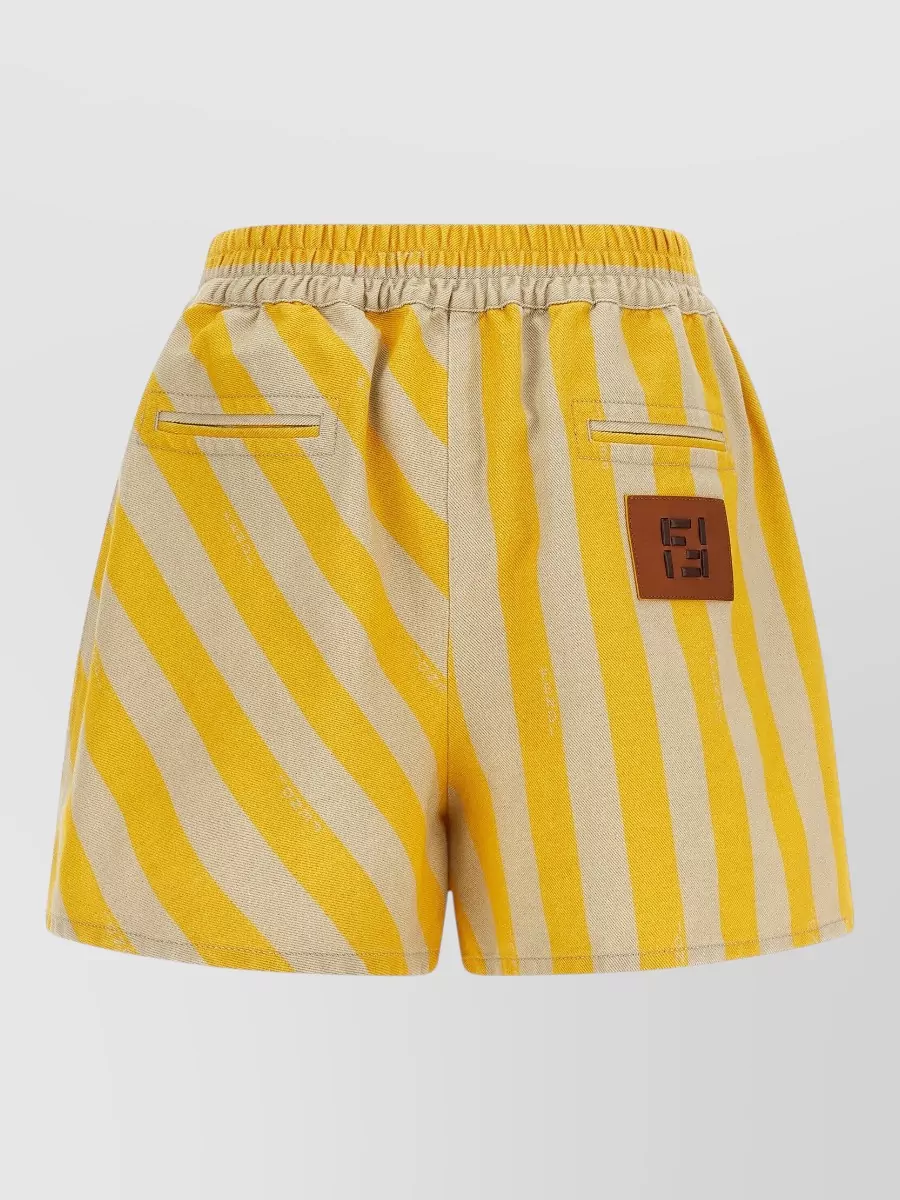 Fendi Striped Cotton Linen Shorts