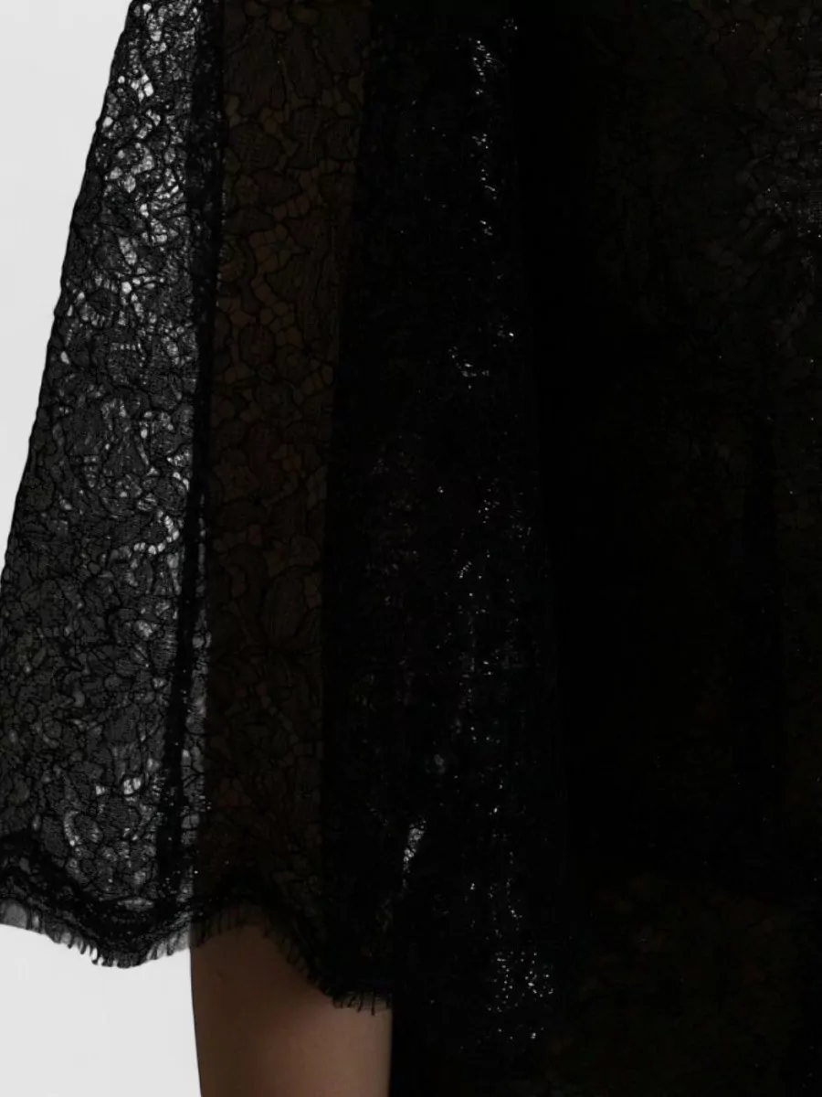Dolce&Gabbana Floral Lace Sheer A-Line Midi Dress