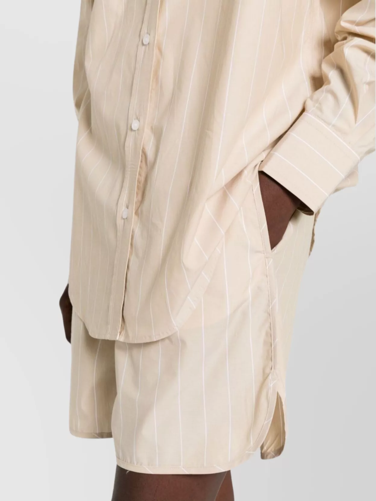 Filippa K Striped Drawstring Shorts Curved Hem