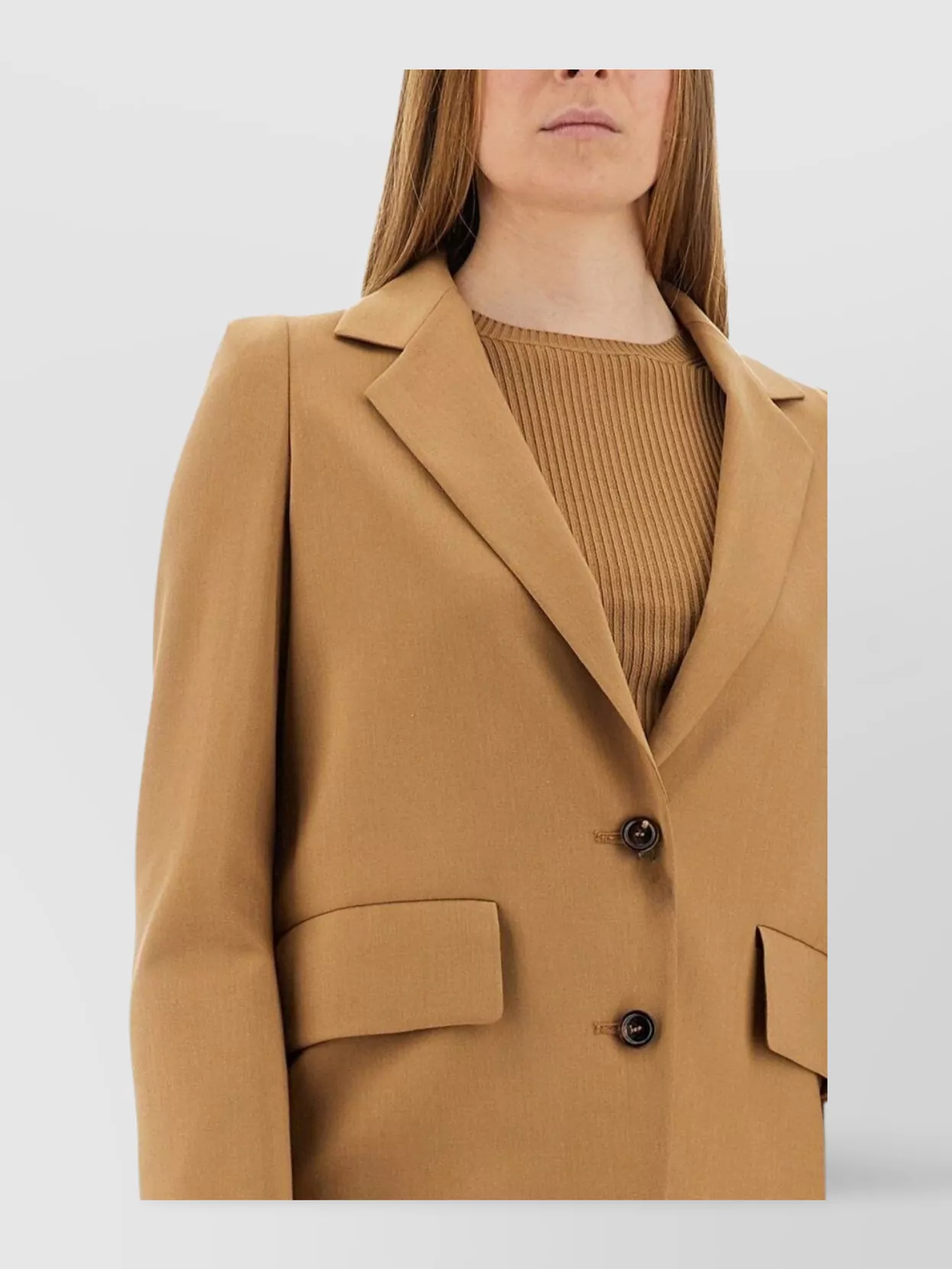 Max Mara Longline Jacket Flap Pockets In Brown