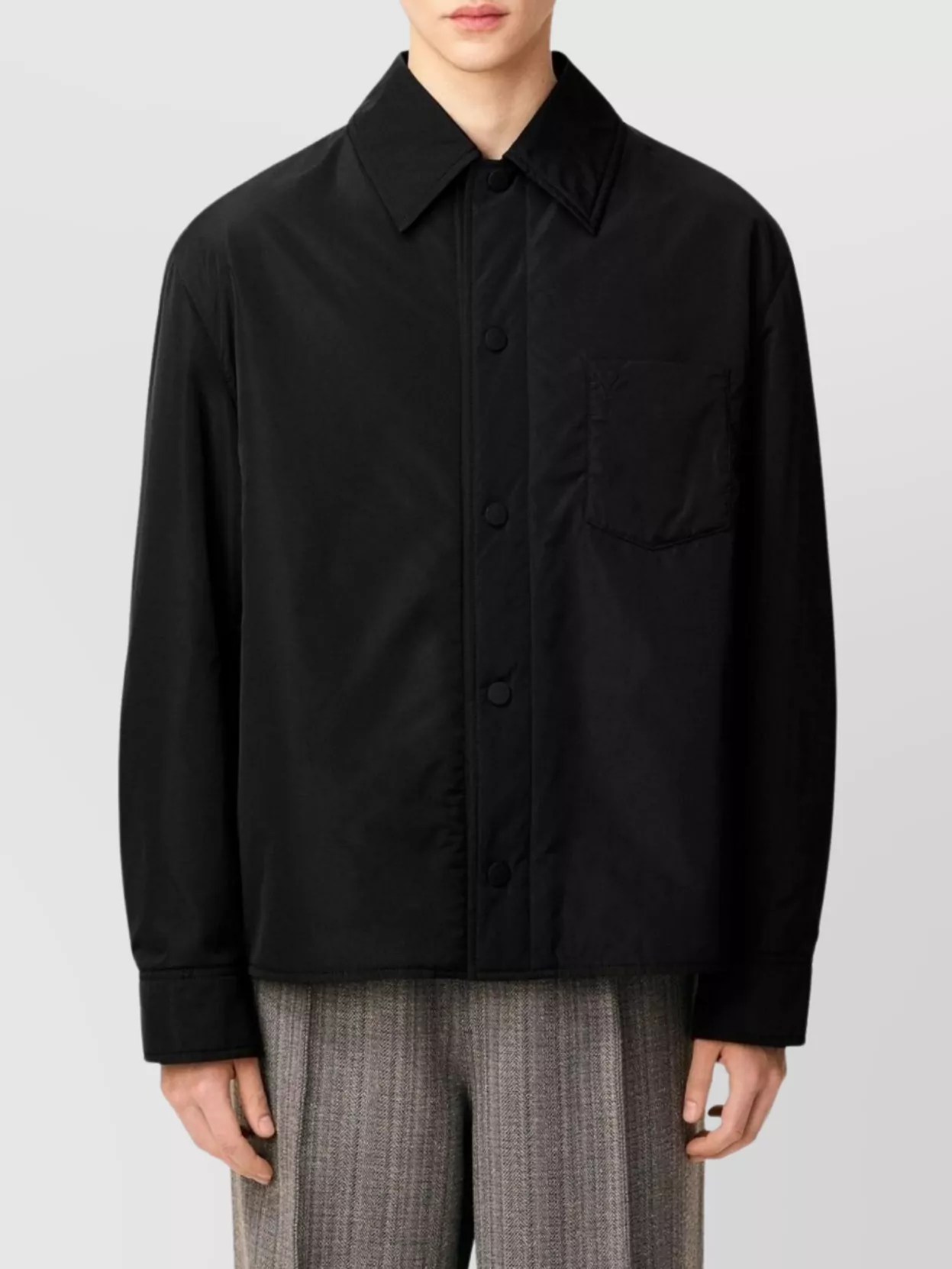Ami Paris Wool Tshirt With Chest Pocket And Padded