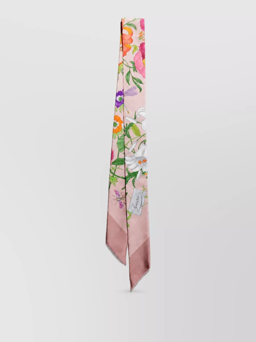 Gucci silk printed ribbon scarf