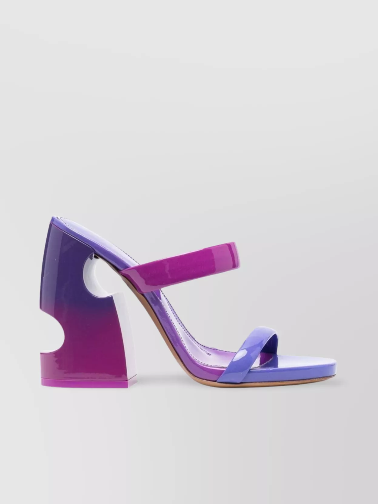 Shop Off-white Leather Block Heel Sandals With Open Toe In Purple