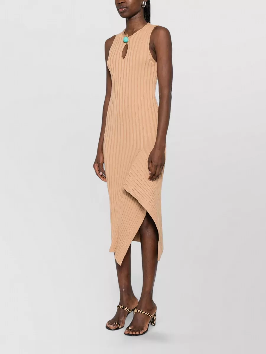Stella Mccartney Cotton Dress Rib Knit Asymmetric Hem
