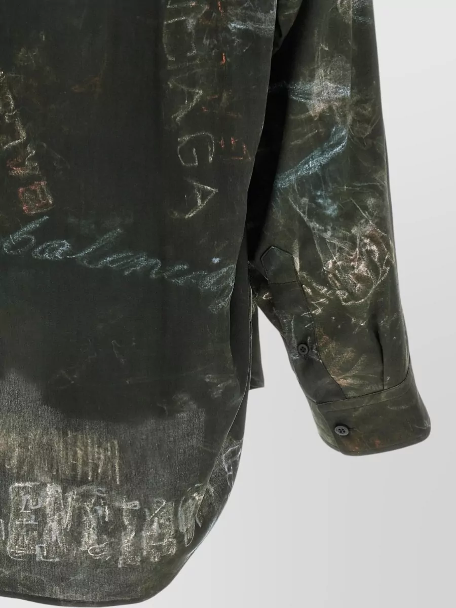 Balenciaga Cocoon Shirt Longline Hem Allover Print