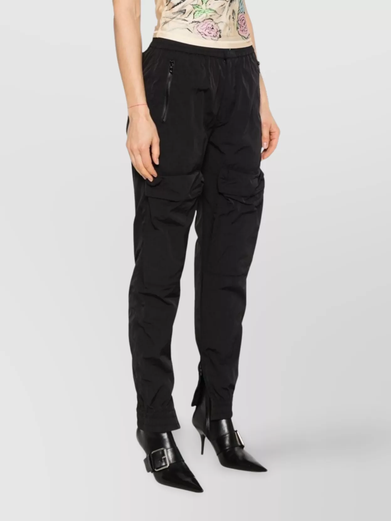 DIESEL STRAIGHT TROUSERS ANKLE ZIPPERS CARGO POCKETS