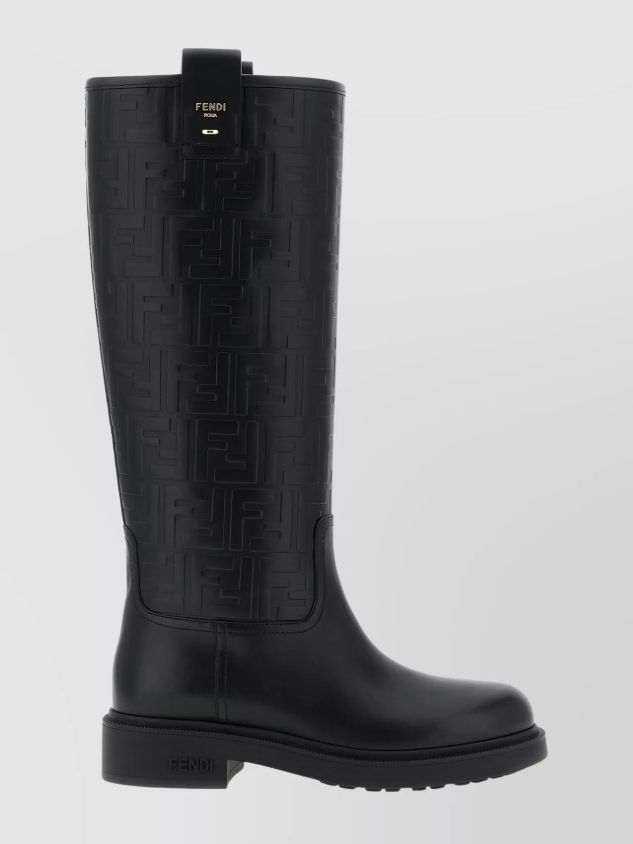 Fendi Knee-high Round Toe Pull Tab Boots In Animal Print