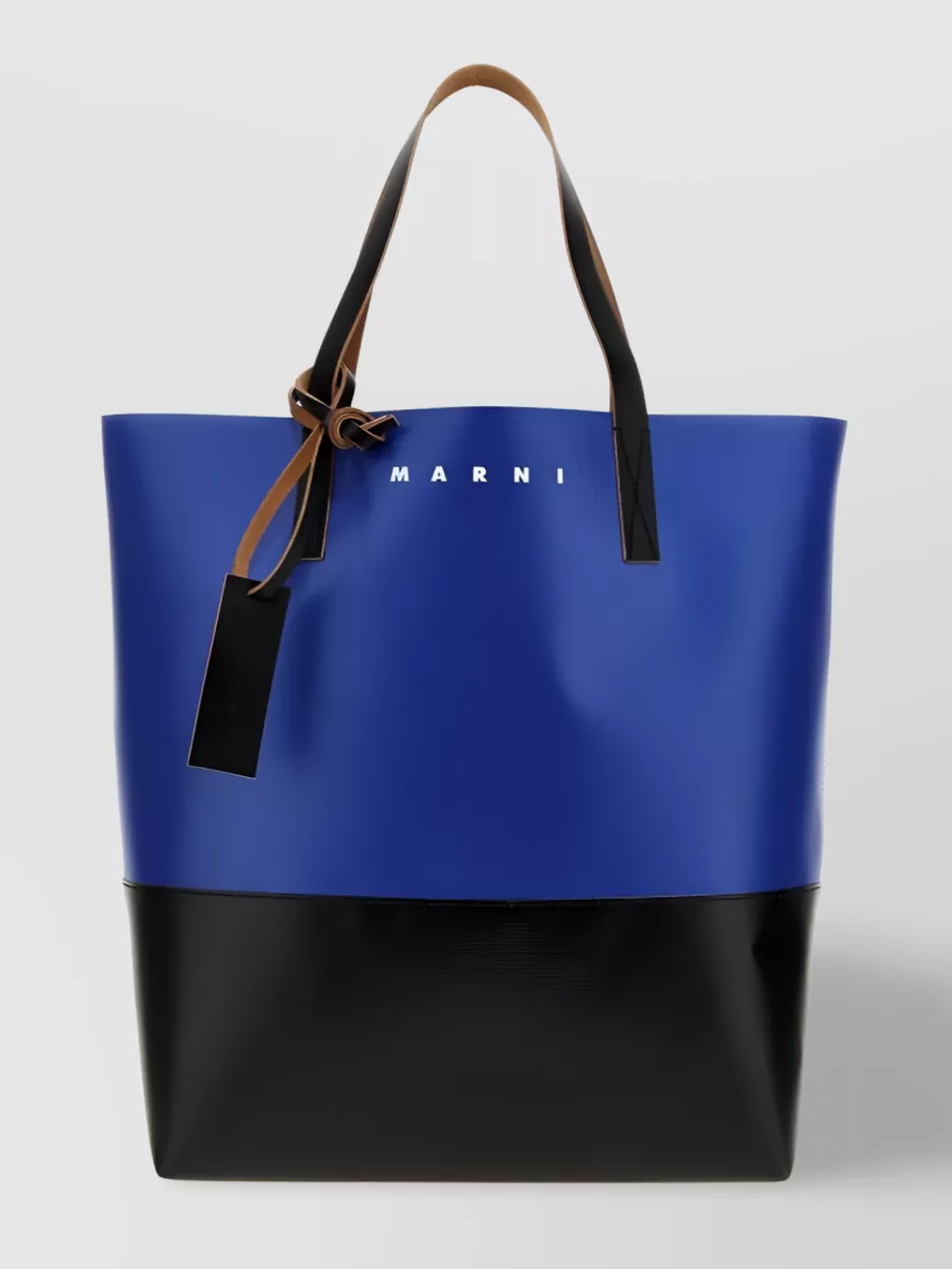 Shop Marni Tribeca Piqué Weave Shoulder Bag In Blue