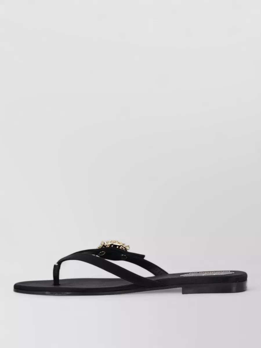 Roger Vivier Silk Toe-Post Mules