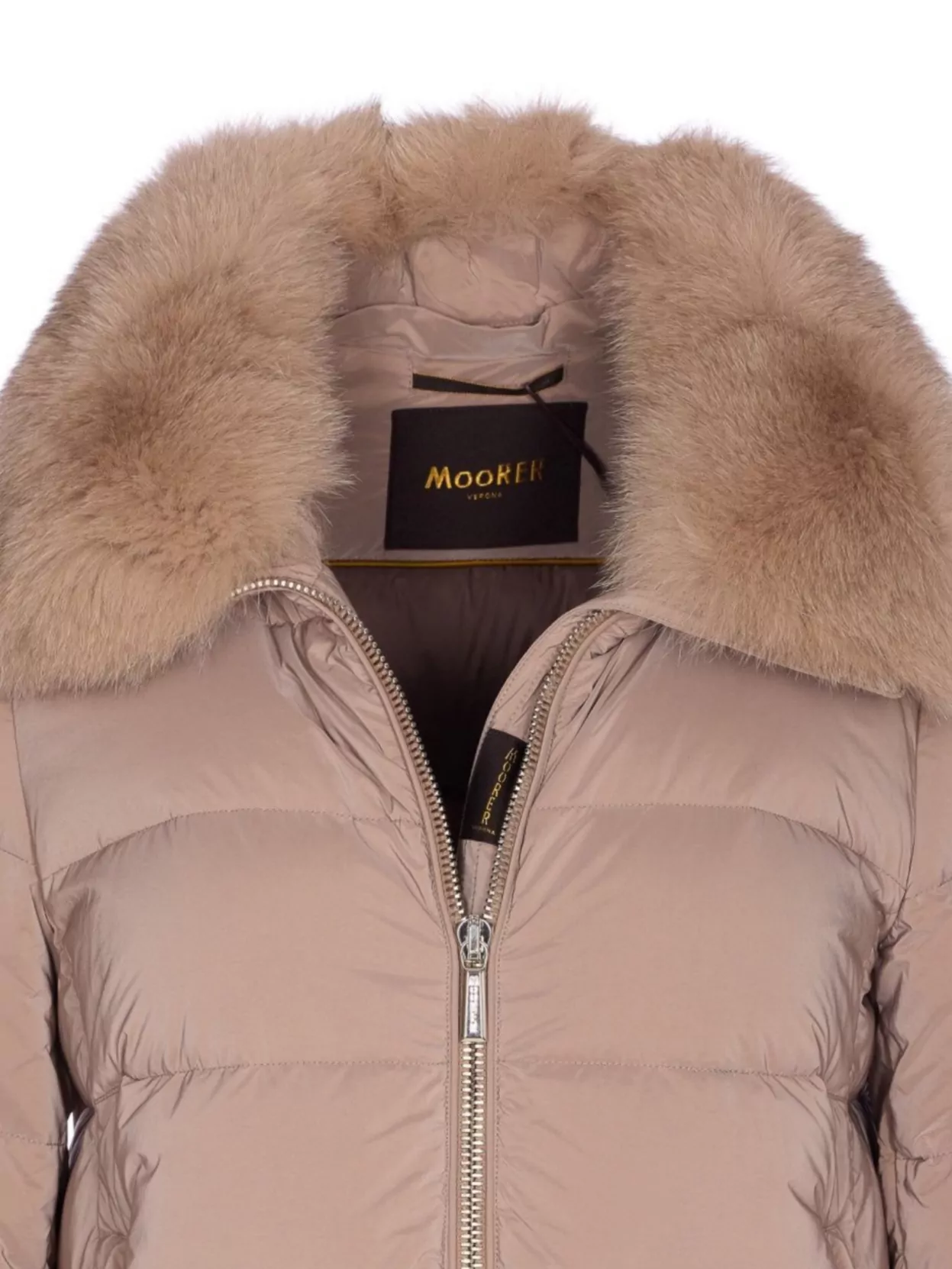 Moorer Long Padded Jacket Removable Fur Detail
