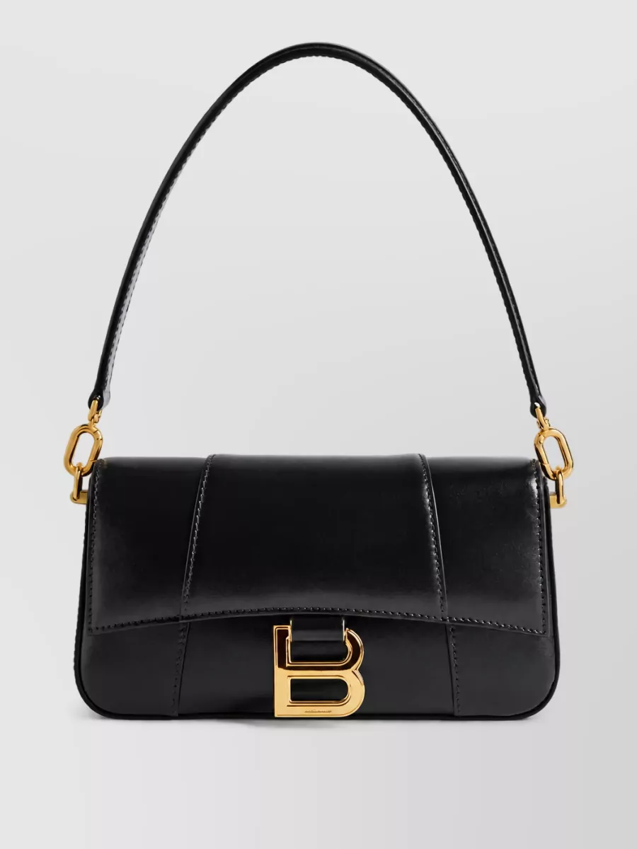 Balenciaga Hourglass Small Leather Clutch Bag