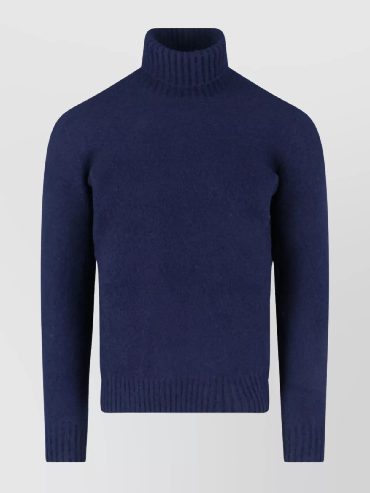 Drumohr Ribbed Turtleneck Sweater Long Sleeves In Blue