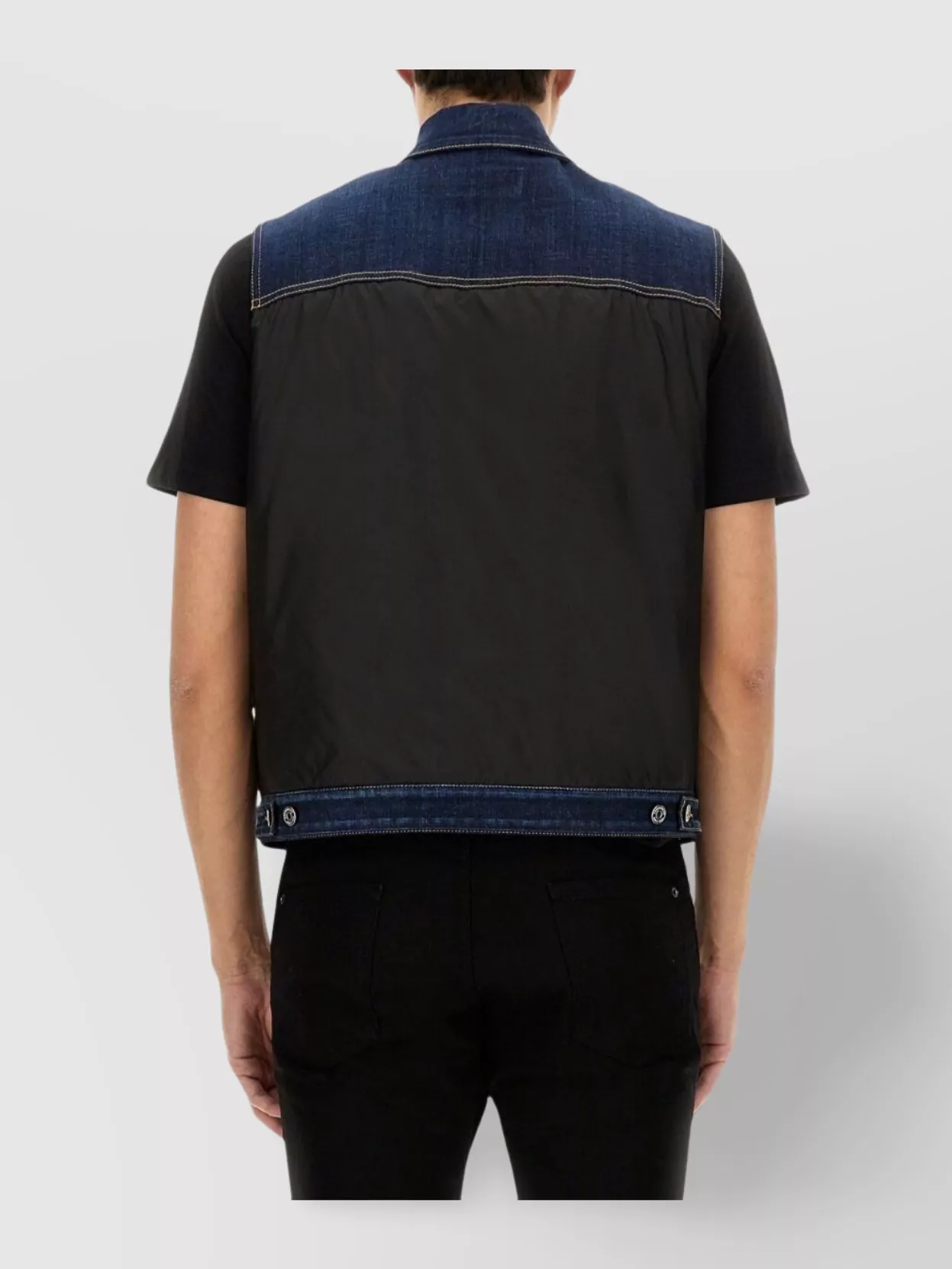 Shop Dsquared2 Denim Sleeveless Puffer Vest With Dual Pockets