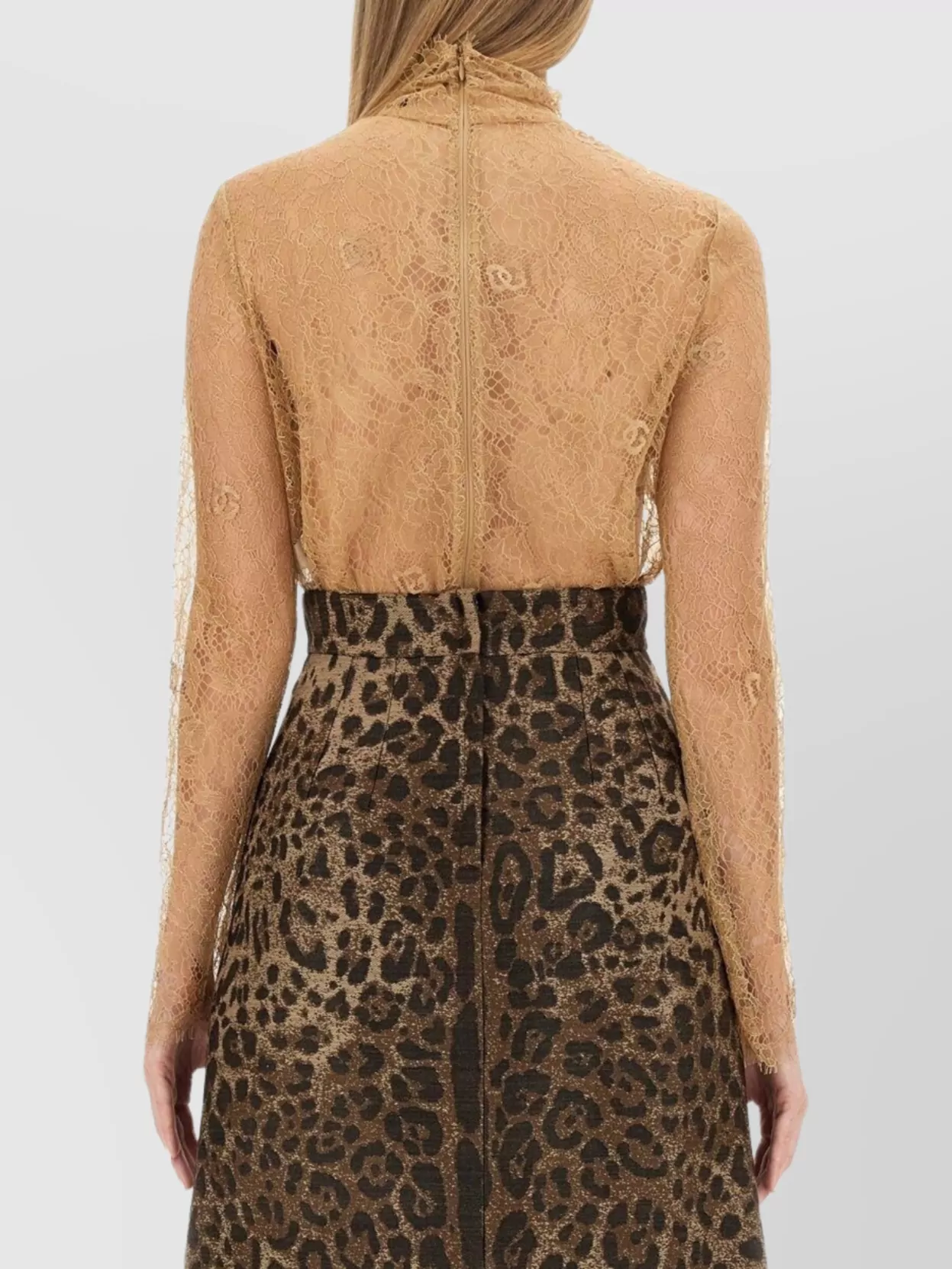 Dolce&Gabbana Lace High Neck Long Sleeve Blouse