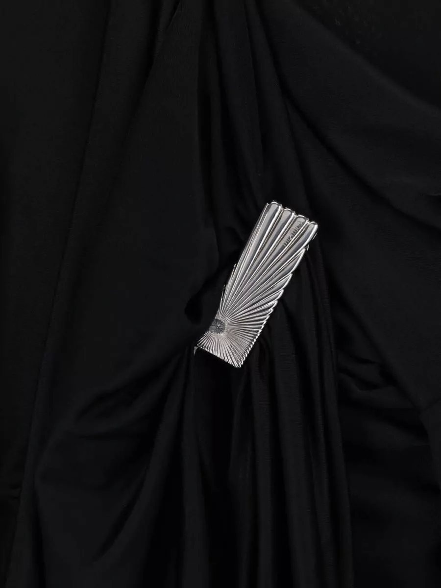 The Attico Viscose Asymmetric Draped Mini Dress