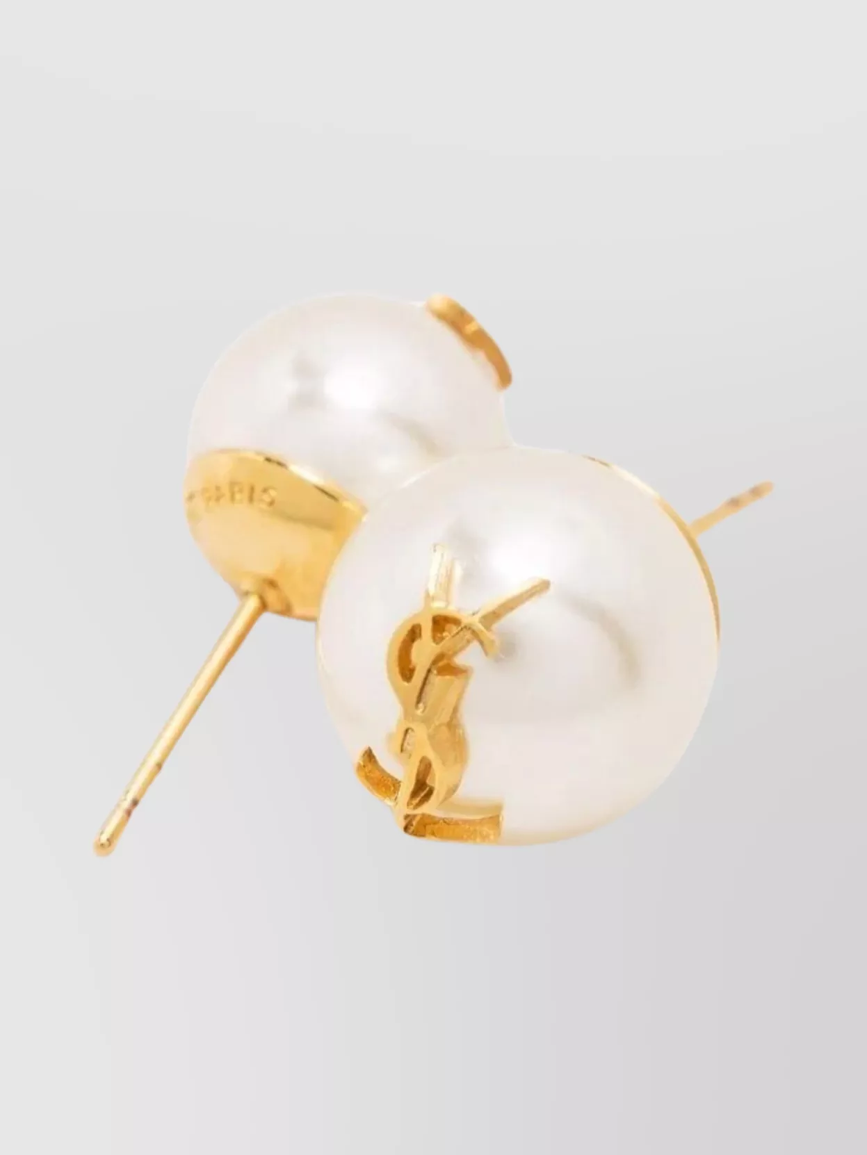 Shop Saint Laurent Asymmetric Pearl Earrings Cassandre