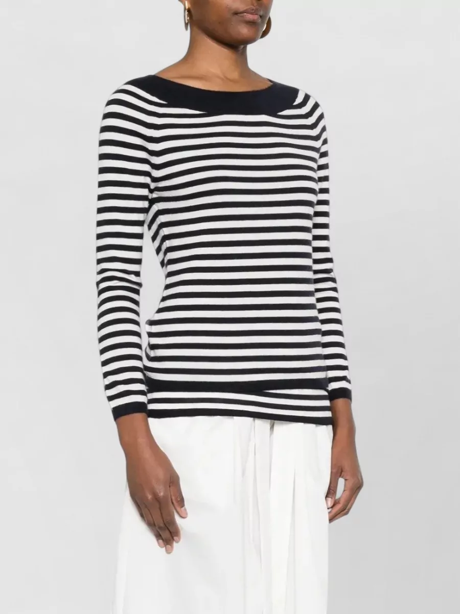 Max Mara Cashmere Fine-Knit Slim-Fit Boat Neck Long-Sleeve Sweater