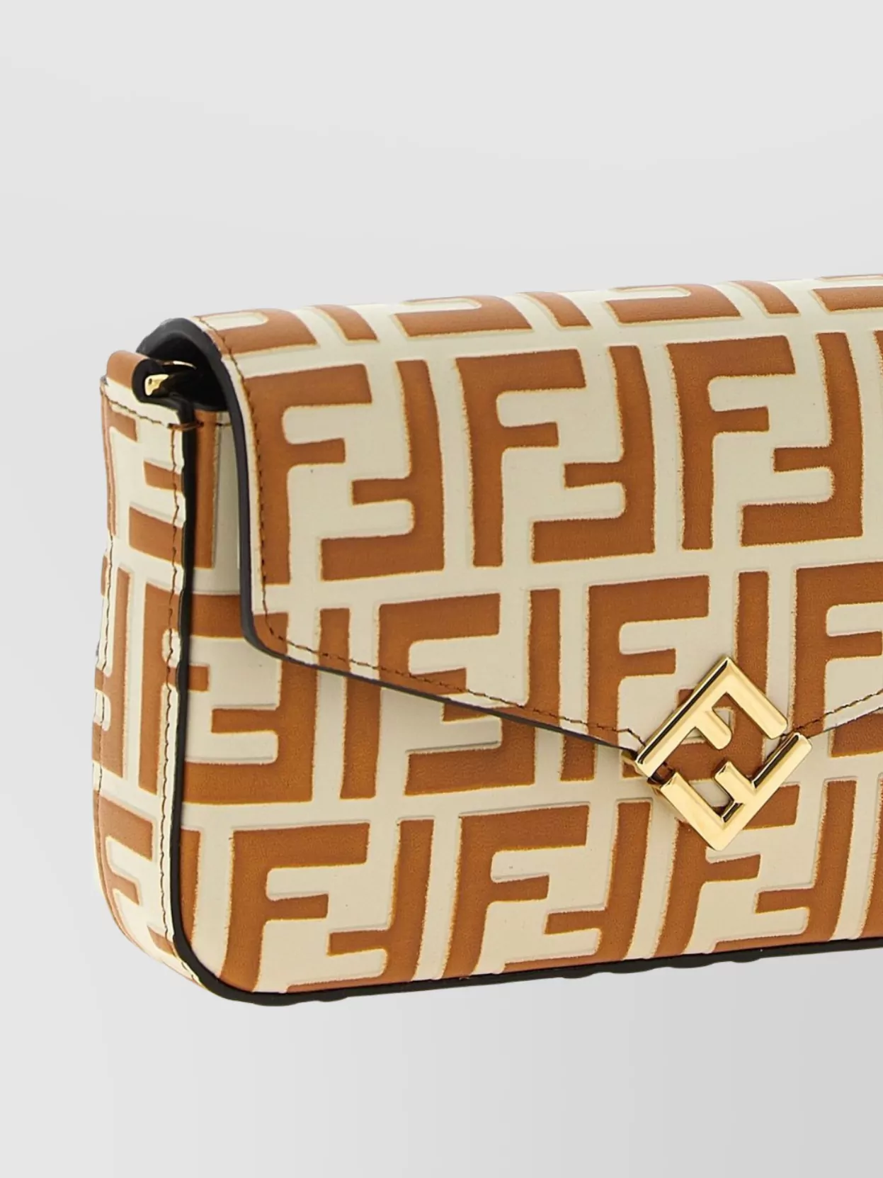 Fendi Chain Strap Diamond Wallet With Gold-tone Hardware