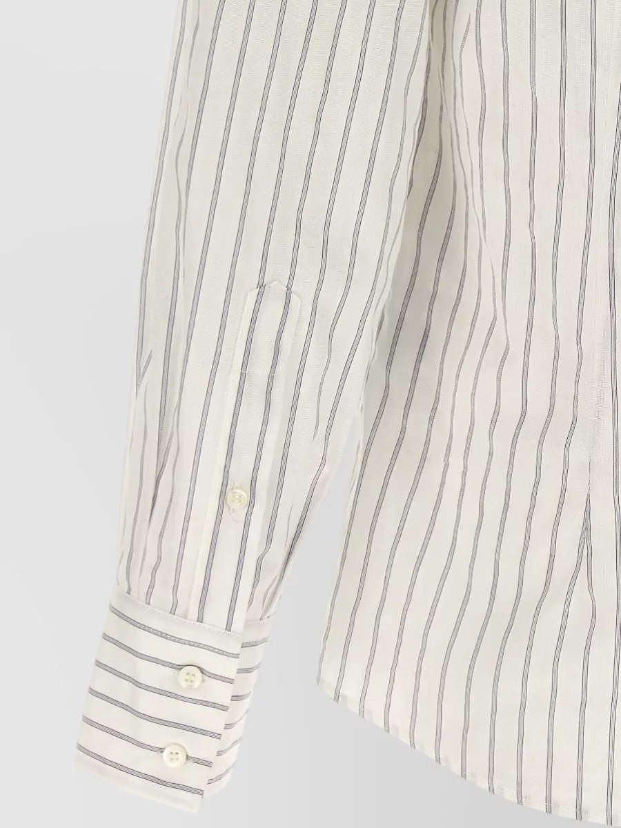 Brunello Cucinelli Striped Shirt Button Down Collar Cuffs