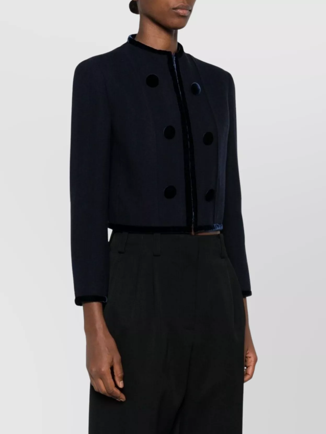 Emporio Armani Double-Breasted Cropped Wool Blazer