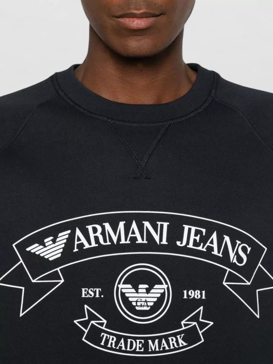 Emporio Armani Cotton Logo Print Crew Neck Long Sleeve Sweatshirt
