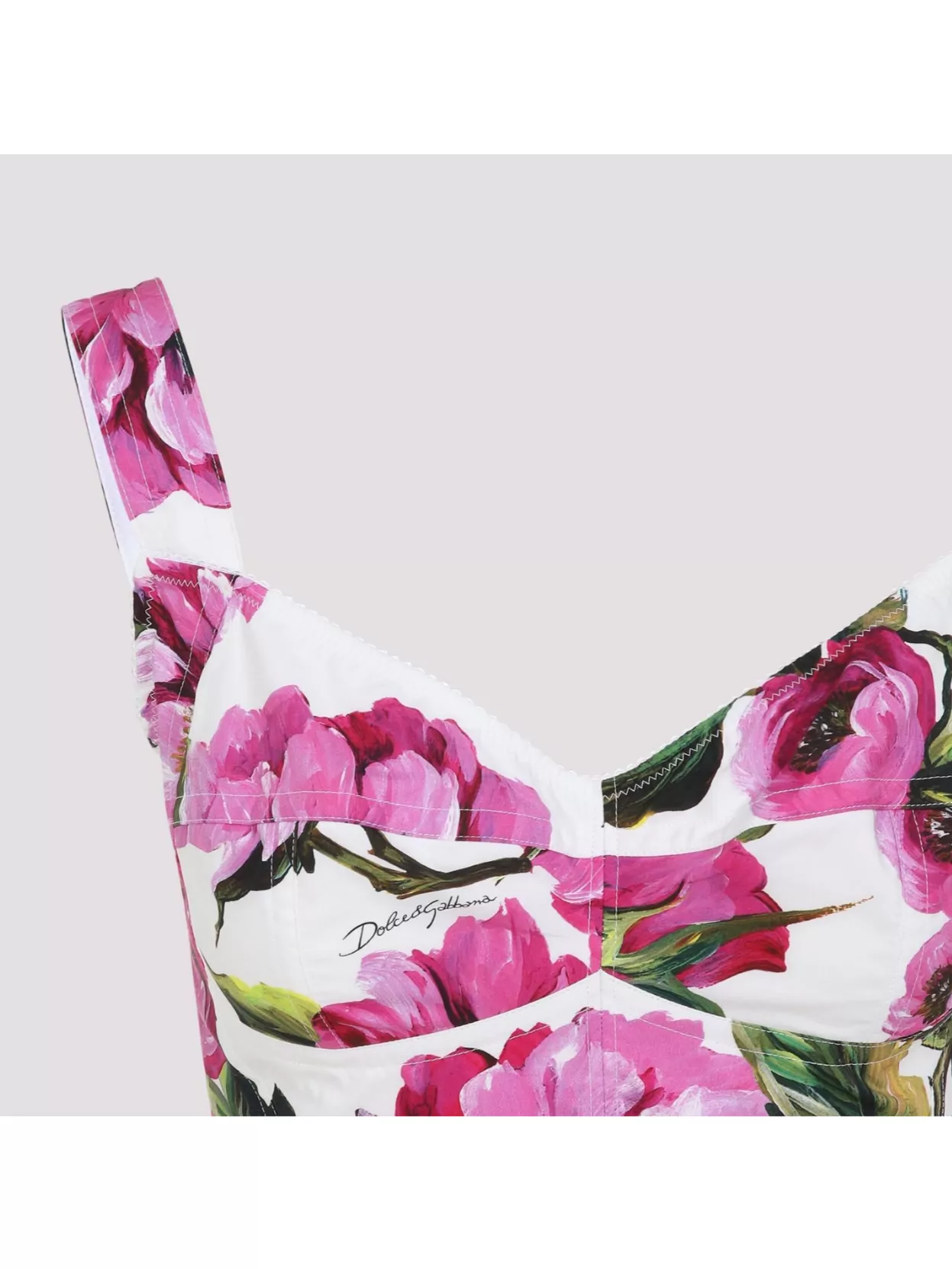 Dolce & Gabbana Printed Poplin Bustier Top In Purple