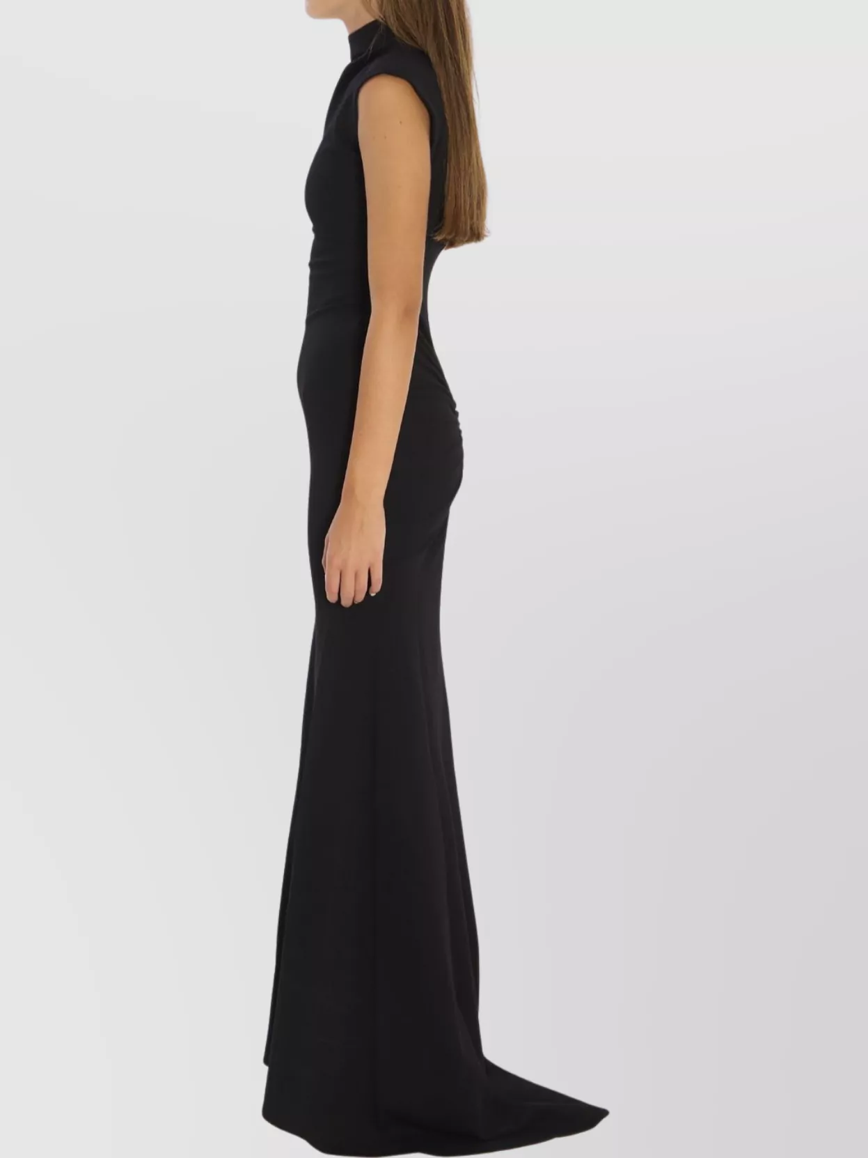 Jacquemus Maxi Dress With Cap Sleeves And Mock Neck In Black