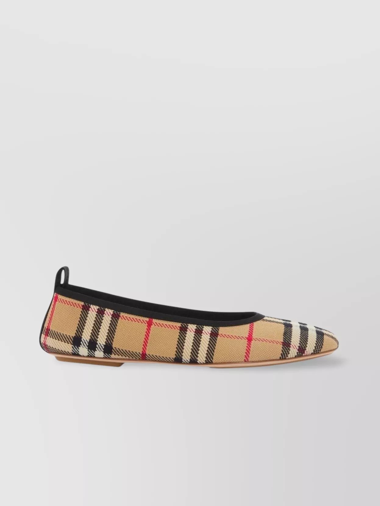 Shop Burberry Elasticized Almond Toe Checkered Ballet Flats In Brown