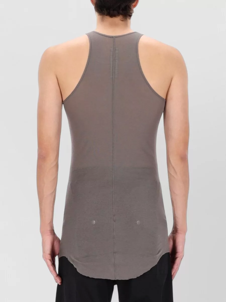 Rick Owens Cotton Racerback Longline Top Sheer Hem