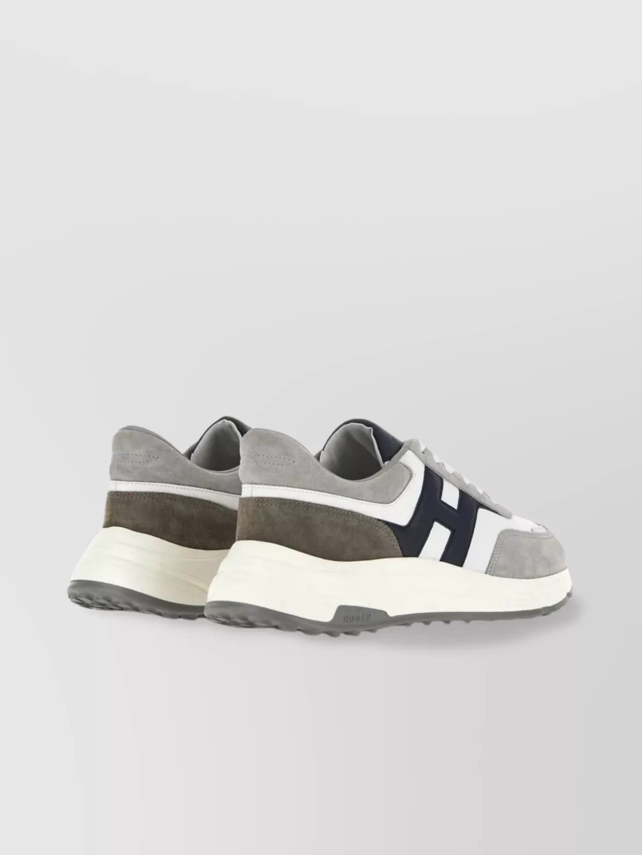 Hogan Round Toe Rubber Sole Panelled Design Sneakers