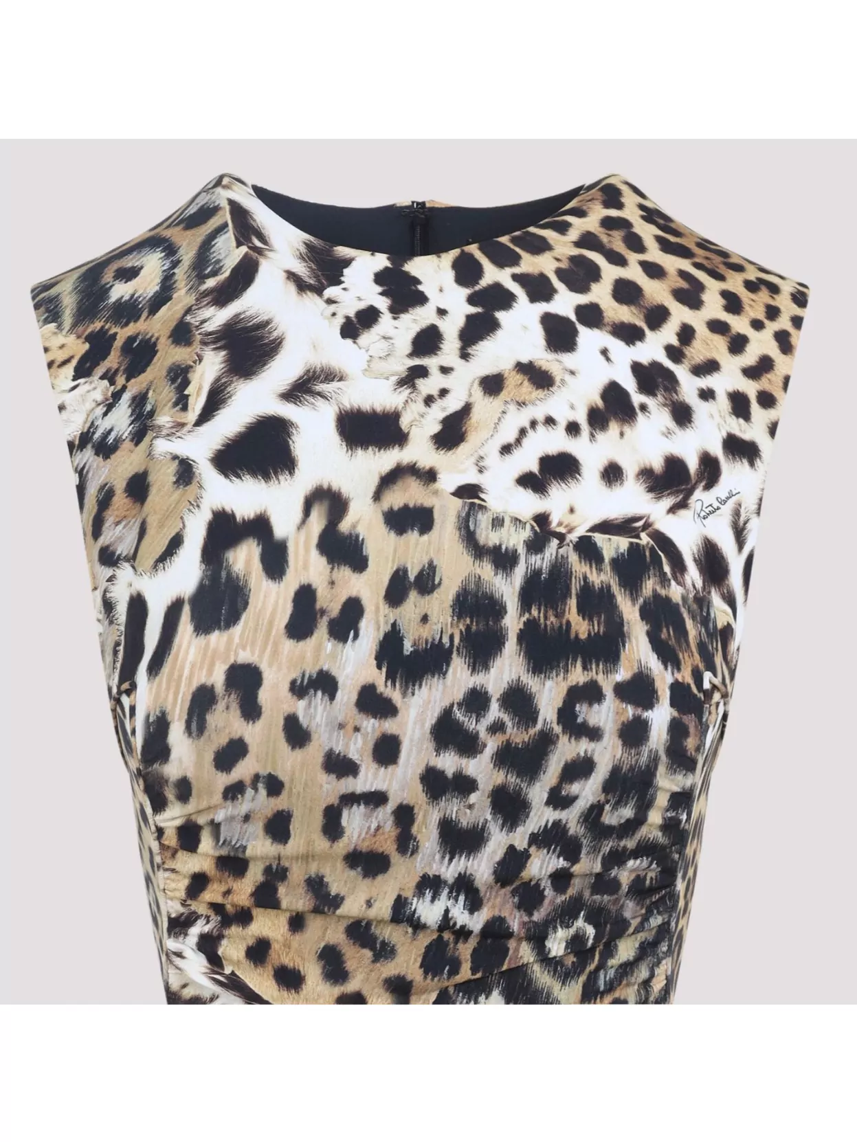 Shop Roberto Cavalli Fitted Animal Print Sleeveless Dress
