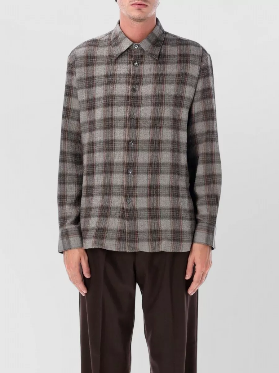 Sunflower cotton cashmere check long-sleeve shirt