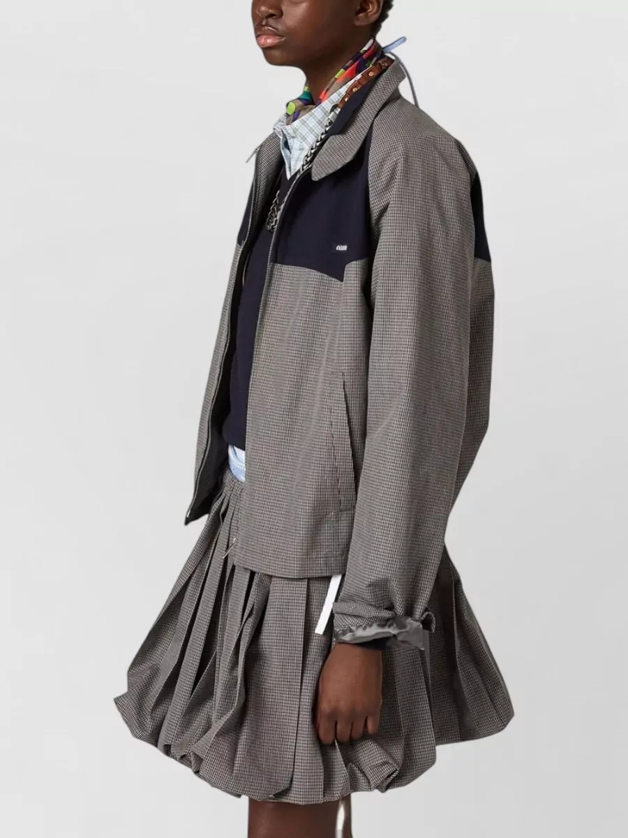 Miu Miu Gingham Check Cotton Blouson Jacket