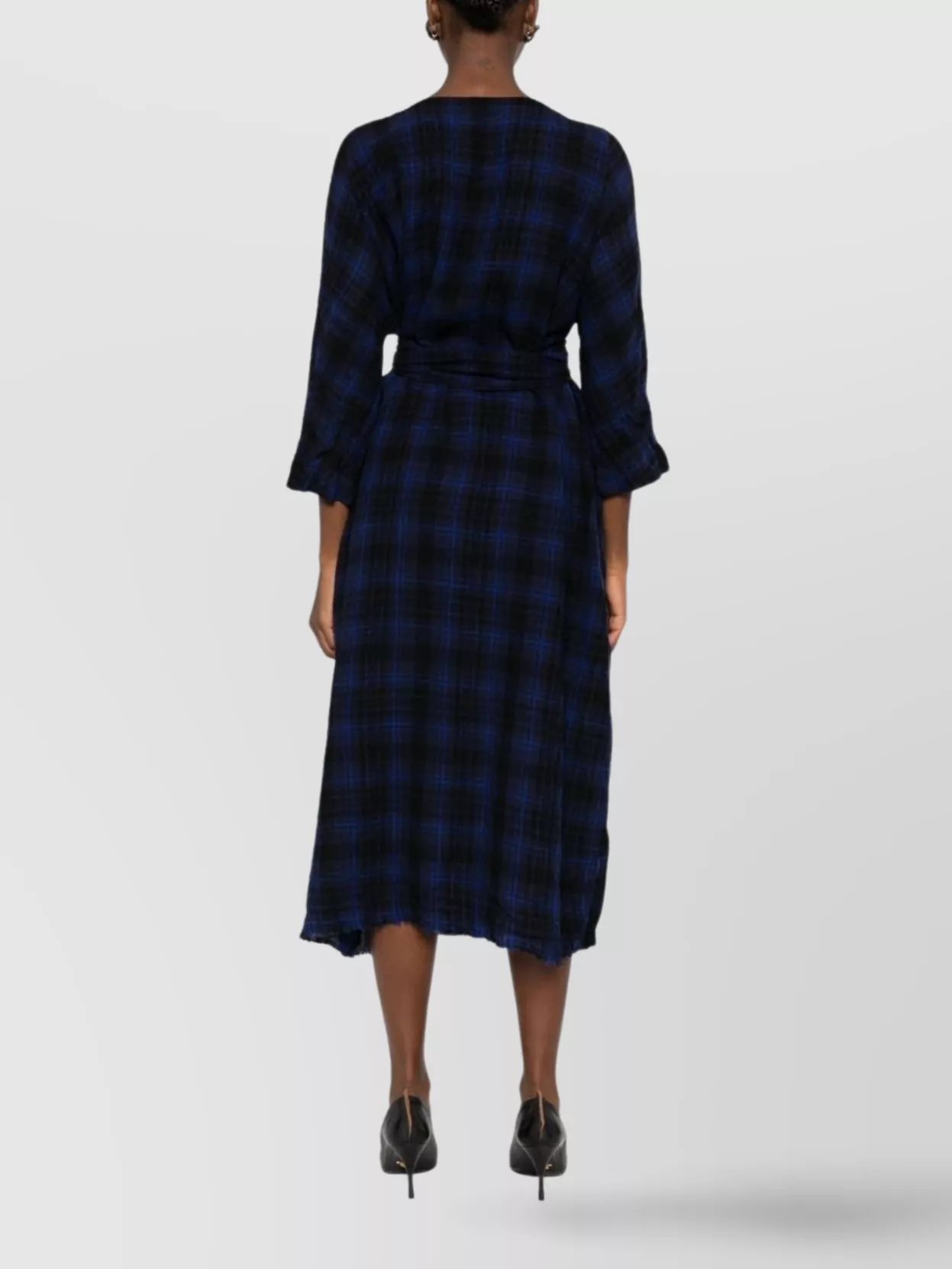 Daniela Gregis Checked Wool Dress Belted At Waist