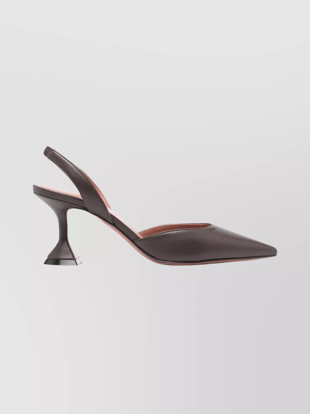 Amina Muaddi Leather Slingback Pumps Sculptural Heel In Brown